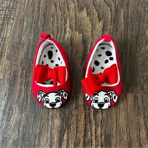 Disney store Baby Girl Red Flats shoes with bows size 0-6m 101 Dalmatians